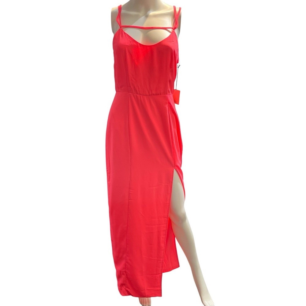 Revolve Superdown Addison Maxi Dress Hot Pink Chiffon M High Slit Event Gala